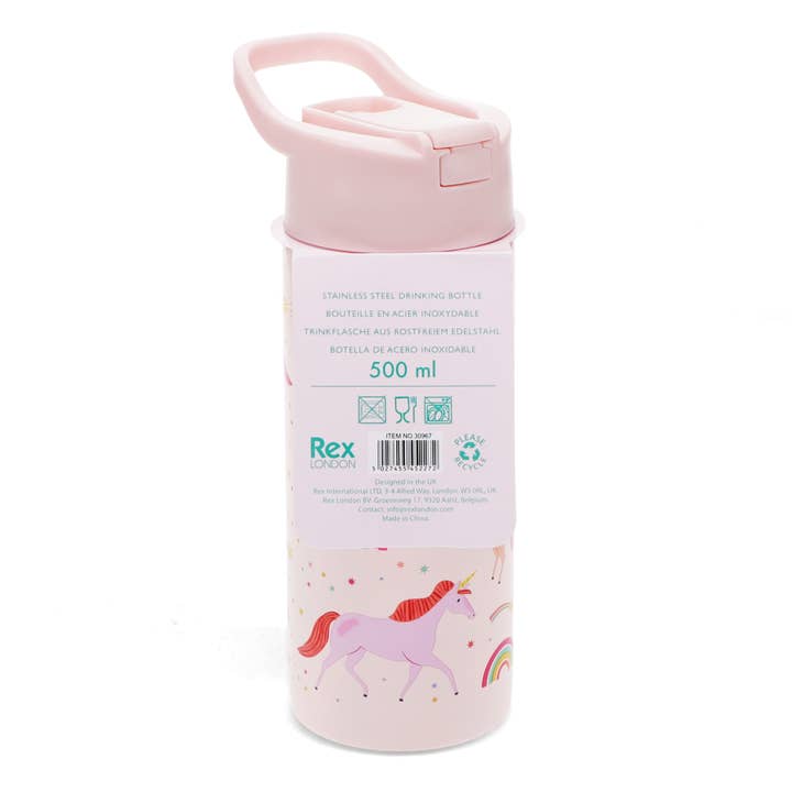 Rex B2B - UK – wholesale Water bottle – Stainless steel bottle with push button lid 500ml - Unicorn3