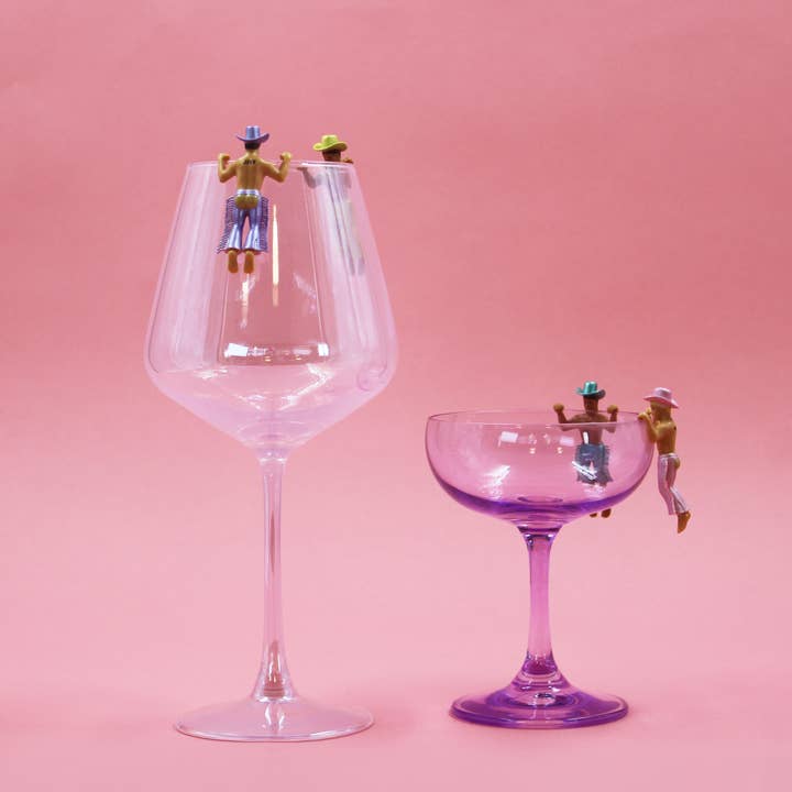 NPW - Wholesale Wine/Cocktail Glass Markers - Disco Cowboy Drink Markers - 4 Pack