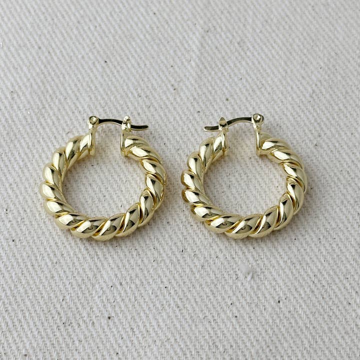 GoldFi - Wholesale Hoop Earrings - 18k Gold Filled Twisted Tube Hoop Earrings - The Croissant Hoops