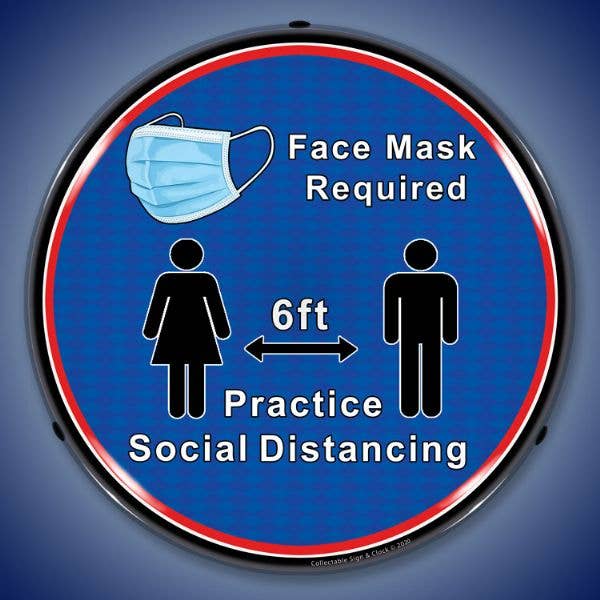 Mask and Social Distance for wholesale by Collectable Sign and Clock LLC.