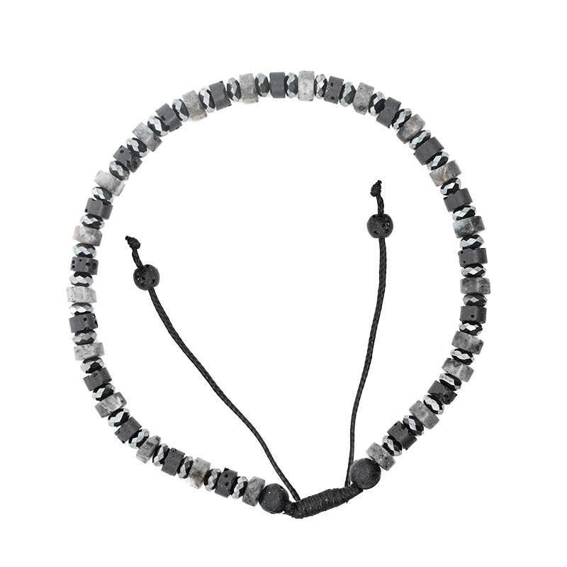 AMORINO SRL - Wholesale Armband met kralen - VERSTELBARE HERENARMBAND MET STEENKRALEN - DS2440B5310