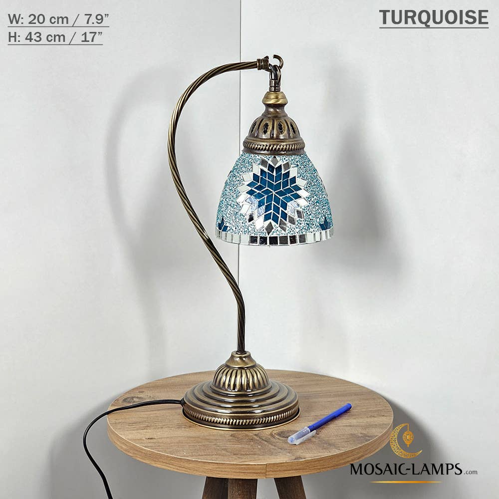 Mosaic Lamps - Wholesale Accent/Desk Lamp - 10+ Colors - Swan Neck Reading Table Lamp, Turkish Mosaic Re17