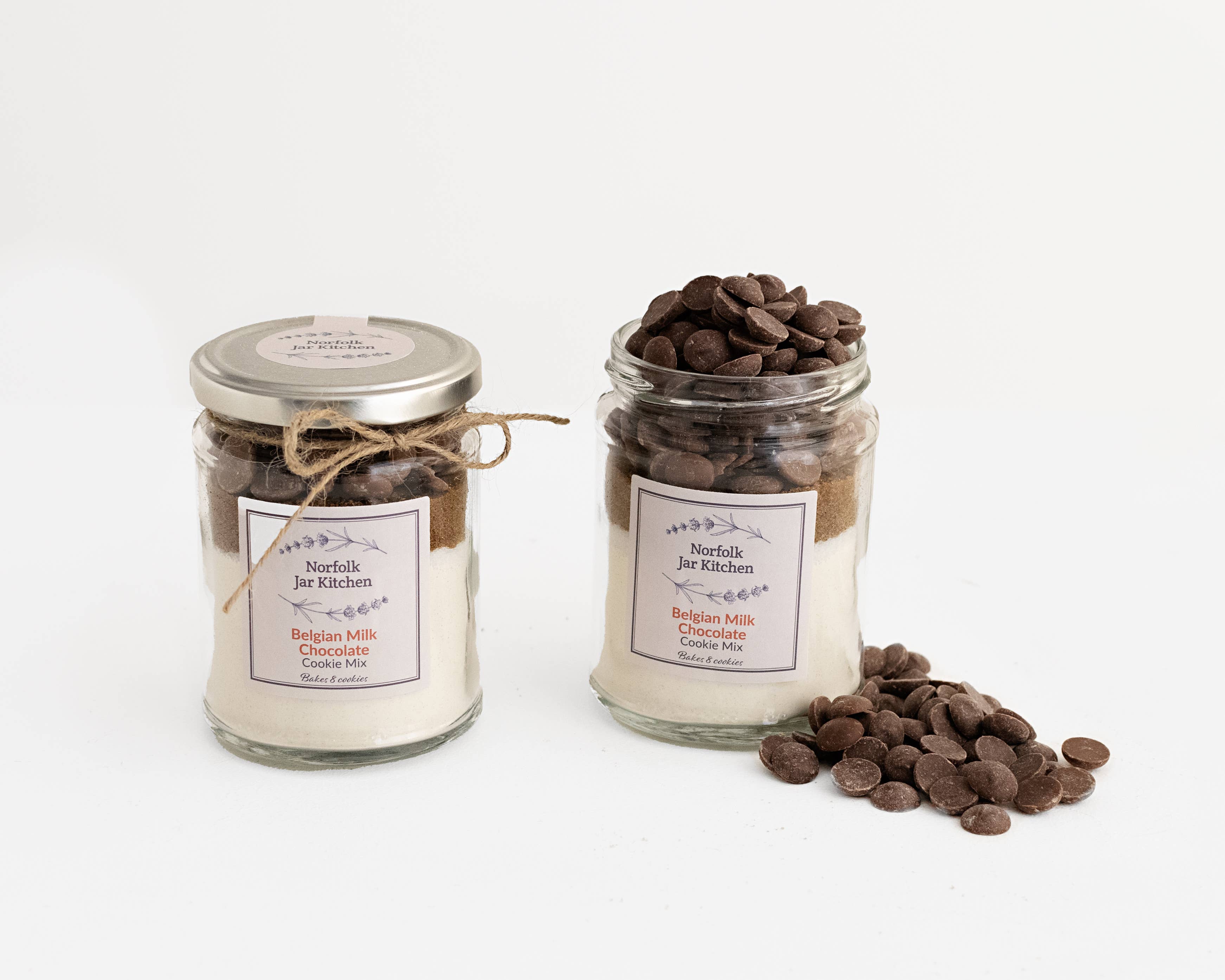 Norfolk Jar Kitchen - Wholesale Biscuit mix - Cookie Mix Jar Bakes 8 Cookies (Glass Jar)1