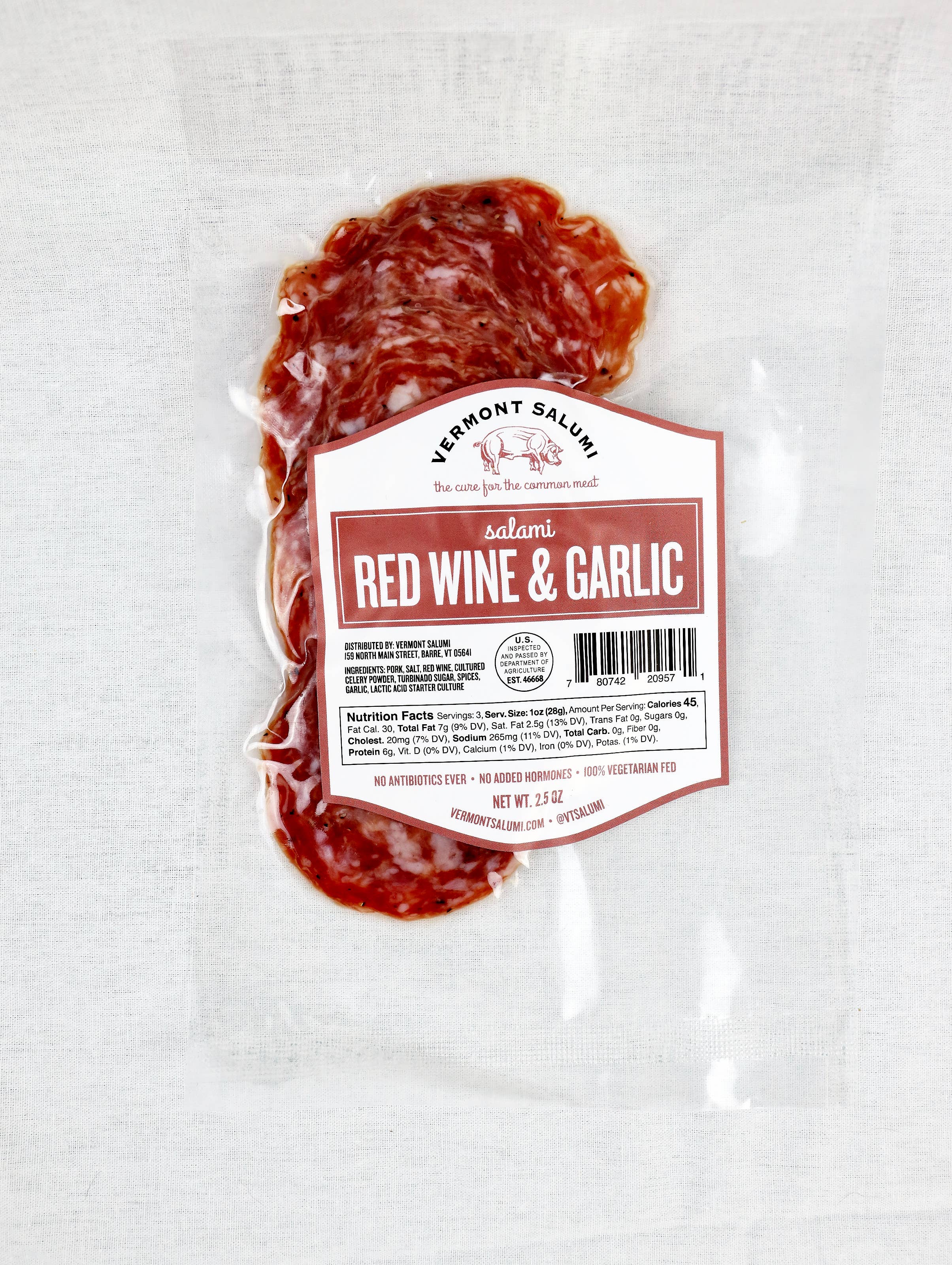 Vermont Salumi - Wholesale Salami - Red Wine & Garlic Sliced Salami