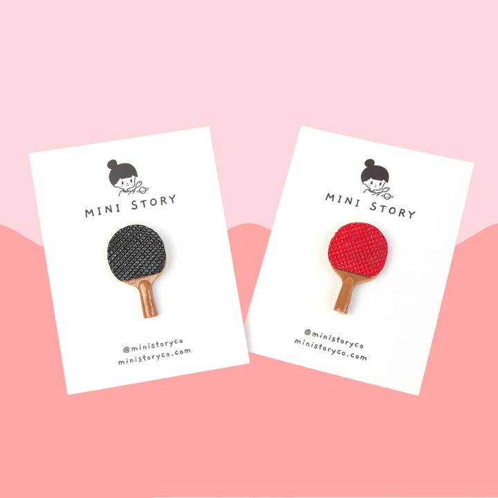 Mini Story Co - Wholesale Lapel Pin/Button - Ping Pong Bat Pin | Table Tennis Brooch | Sports Accessories | Table Tennis Bat Pins | Miniature Pins | Gift for Ping Pong Player