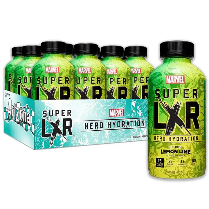 Echo Sales Canada - Wholesale Sports/Energy Drink - AriZona x Marvel Super LXR Hero Hydration - Citrus Lemon Lime - 16oz (Pack of 12) - Sports Drink, with Electrolytes