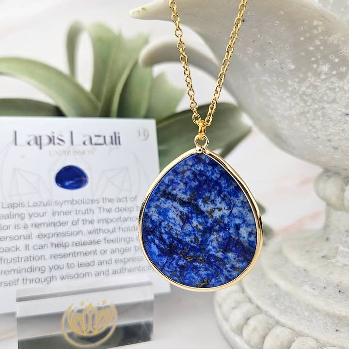 Halskette mit Tropfenmuster aus Edelstein — Lapislazuli//Expression für den Großhandel von WonderLight Jewelry