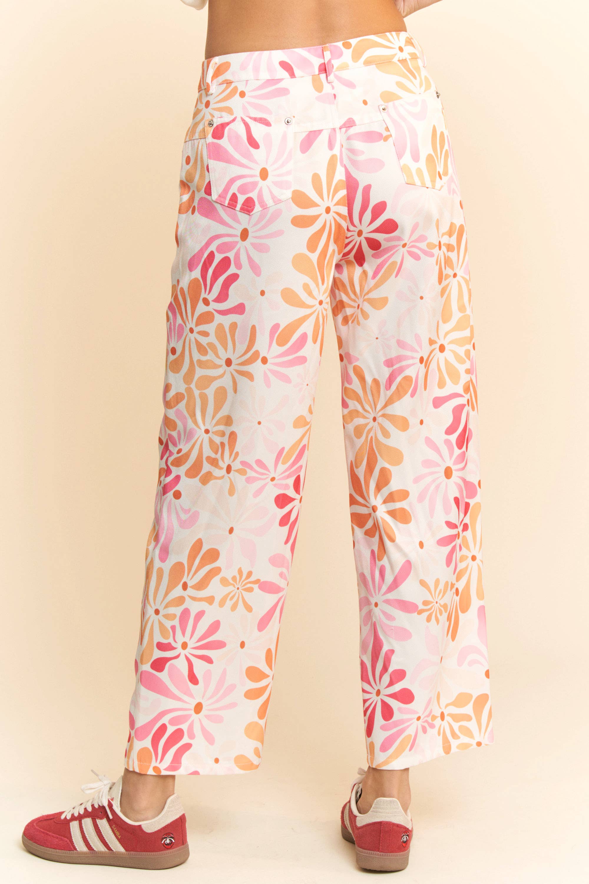 FLORAL PRINTED LIGHTWEIGHT  STRAIGHT LEG PANTS for wholesale on Faire5