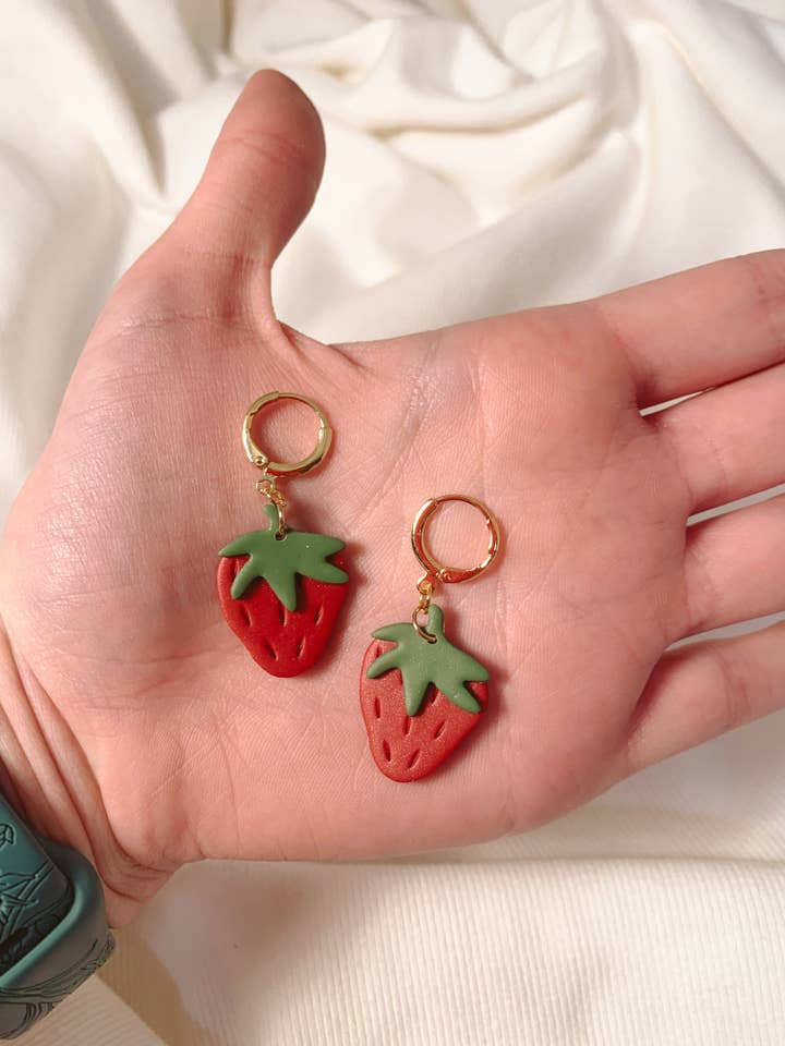 Strawberry Huggies for wholesale by Potter & Clay Jewelry Co.