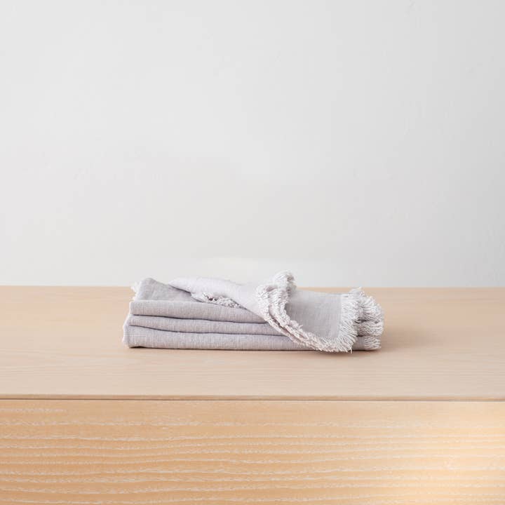 Linen Napkin Cliff Grey Terra Fringe for wholesale by LinenMe