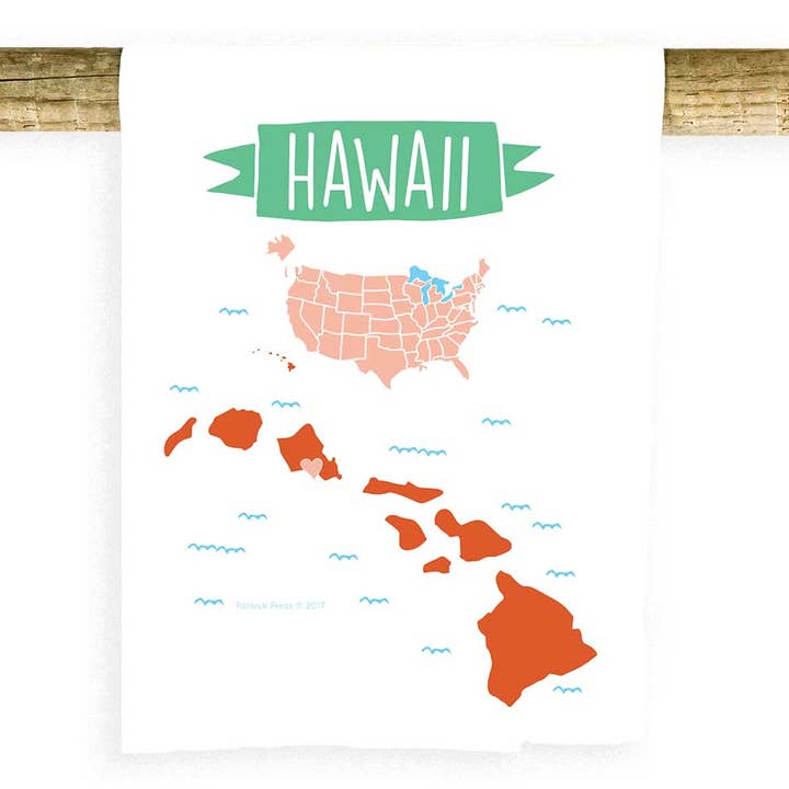 Toalha de destaque mapa do Havaí por atacado de Potluck Press