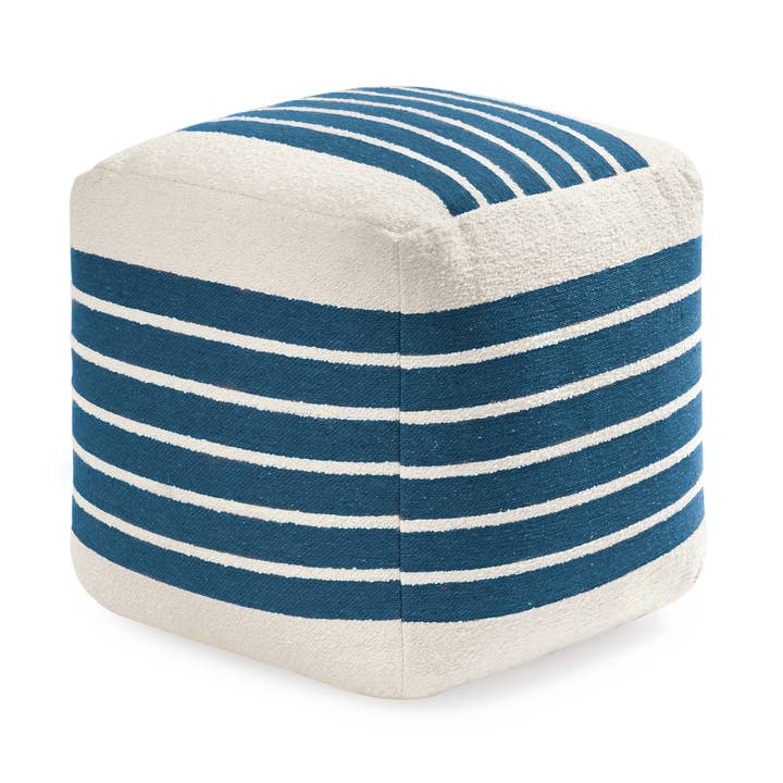 Enfield Pouf - Elfenbein Seemann Blau für den Großhandel von Anji Mountain