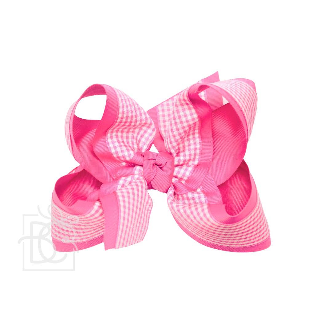 Beyond Creations, LLC - Vente Nœud pour cheveux – enfant - Nœud superposé en vichy et gros-grain sur pince19