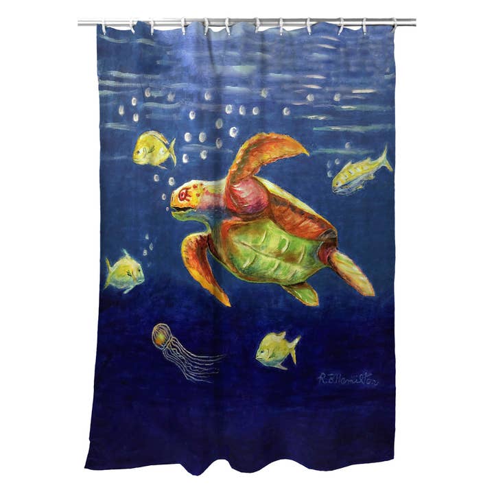 Dick's Sea Turtle Shower Curtain for wholesale by Betsy Drake Interiors