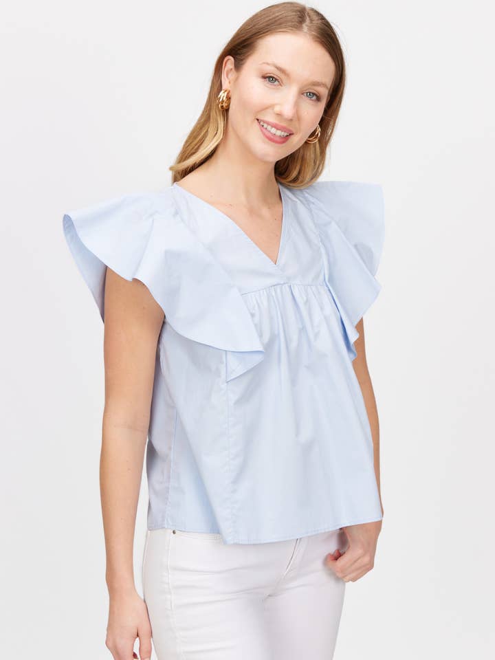 Poplin Flutter Detail Blouse for wholesale by Before You Collection