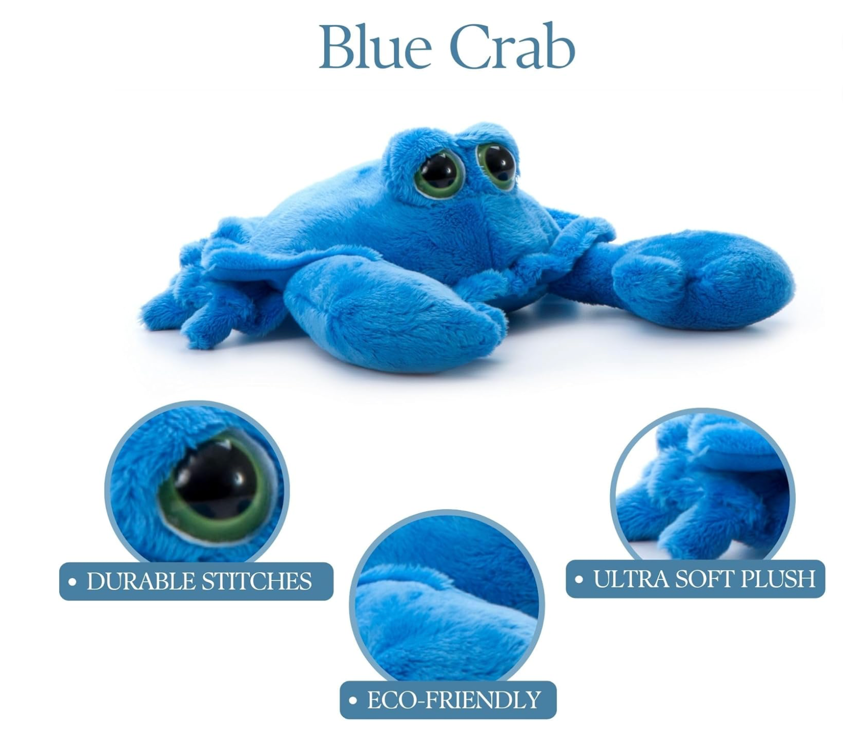 The Petting Zoo – wholesale Fyllda/plyschleksaker - Barn och baby – 9" (23 cm) Ljusögd blå krabba sjöliv3