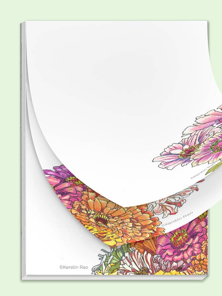 Notepad 4x6 - Zinnia Bouquet for wholesale by Vivid Cottage