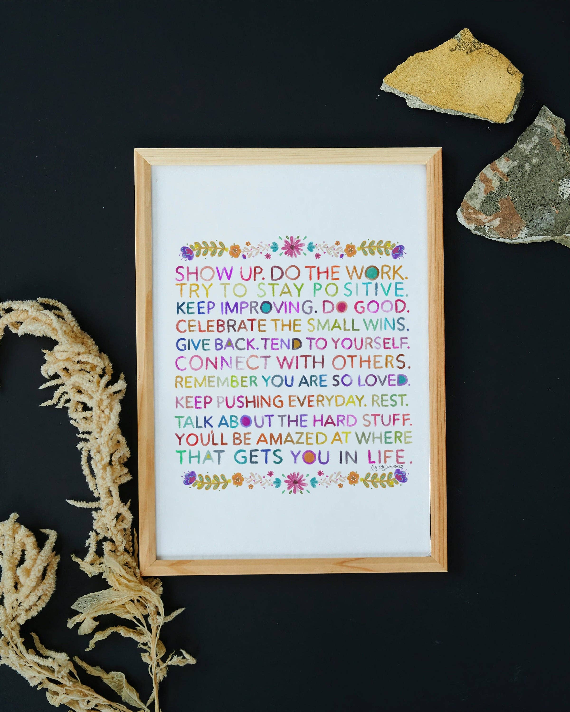 glad you're here co - Wholesale Art Print - Show Up, Do the Work Empowerment Art Print