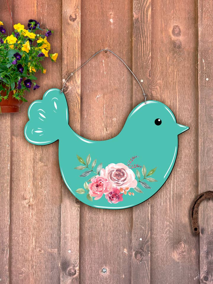 Spring Bird Door Hanger for wholesale by Steel Southern Designs