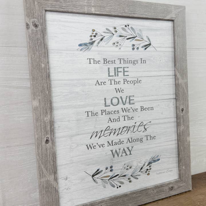 The Best Things In Life People Places Memories Art Sign for wholesale by Summer Snow Art