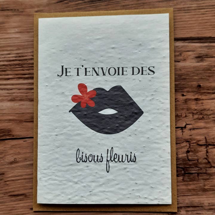 Des Mots Qui Fleurissent - Wholesale Love Card - Card to plant - I'm sending you flowery kisses0