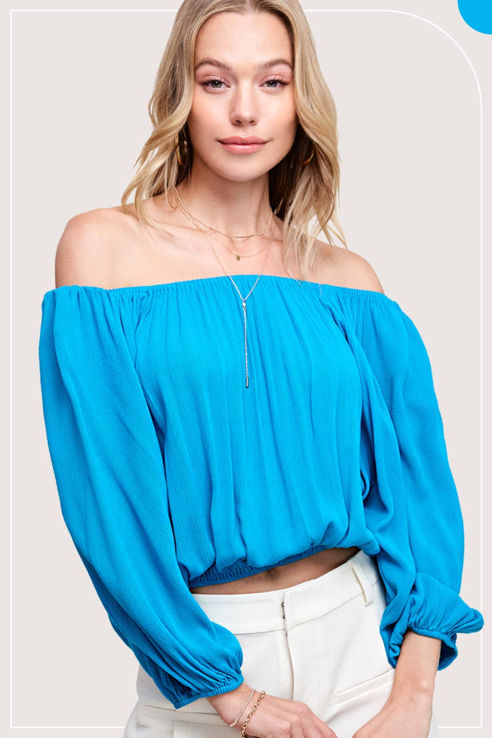 La Miel – Engroshandel Bluse - Dame – HAT7501-Åndbar top med ballonærmer uden skulder20