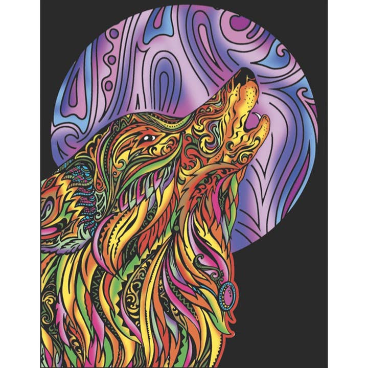 Colorvelvet - Wholesale Coloring & Activity Book - Kids & Baby - Wolf Howling at the Moon
