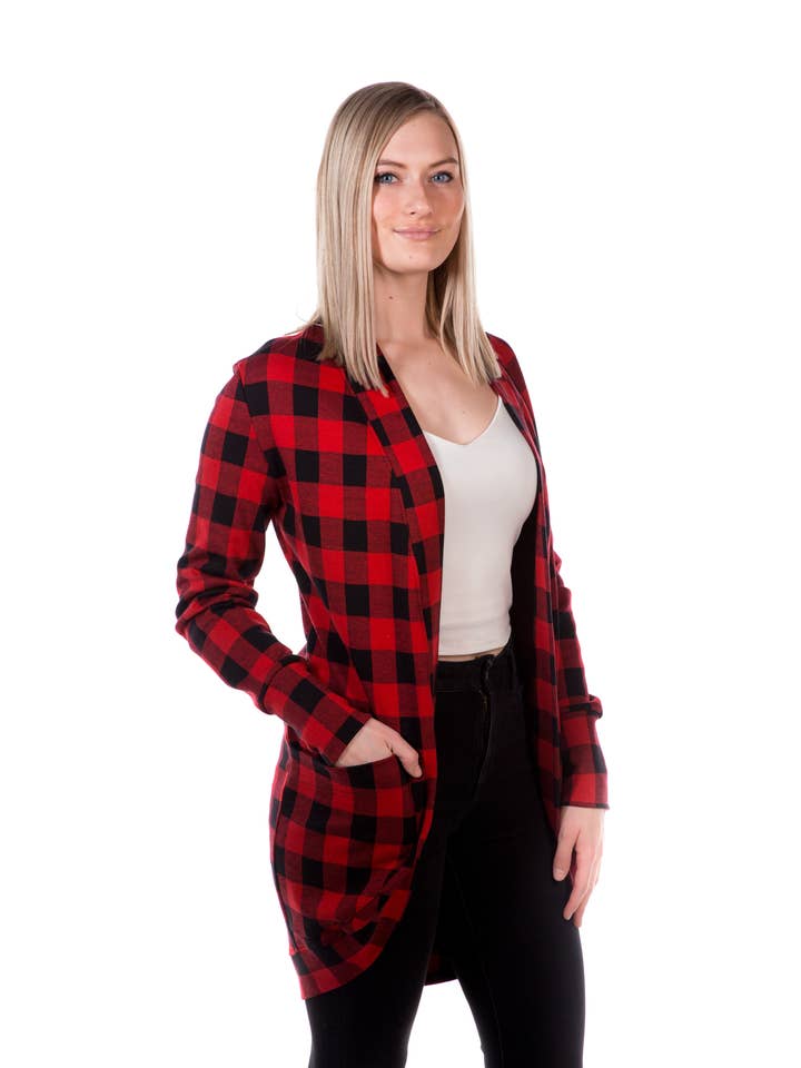 Geruite Slouch Cardigan voor wholesale door Prahsik