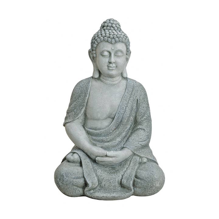 Buddha sitting in gray made of poly, 62 cm for wholesale by Wurm