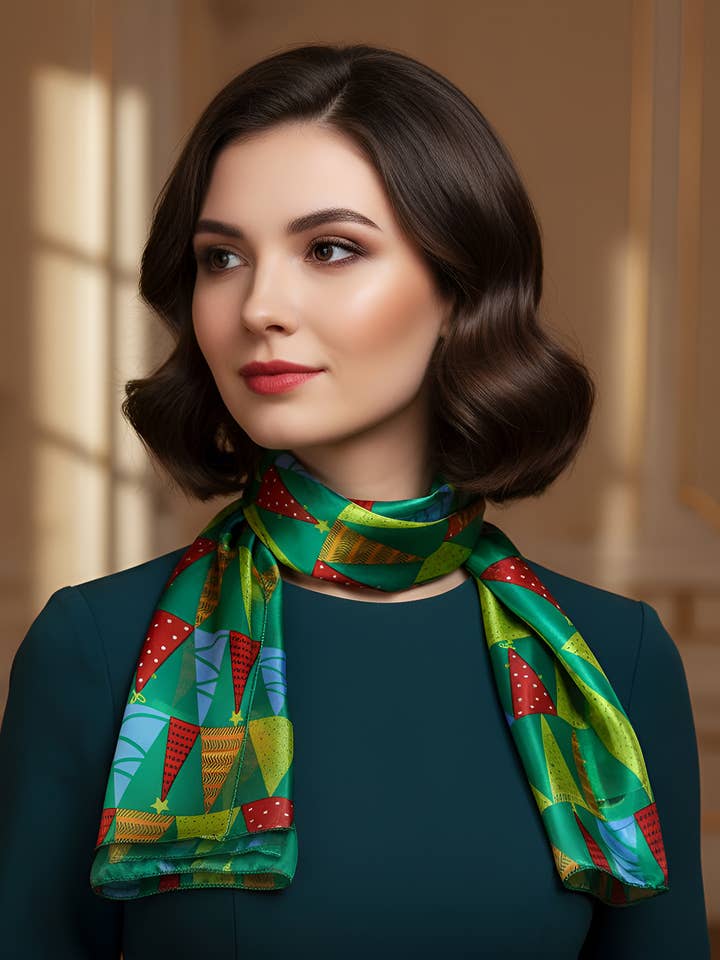 Julehalstørklæde Flerfarvet Træ Feriegave for engroshandel hos SERENITA