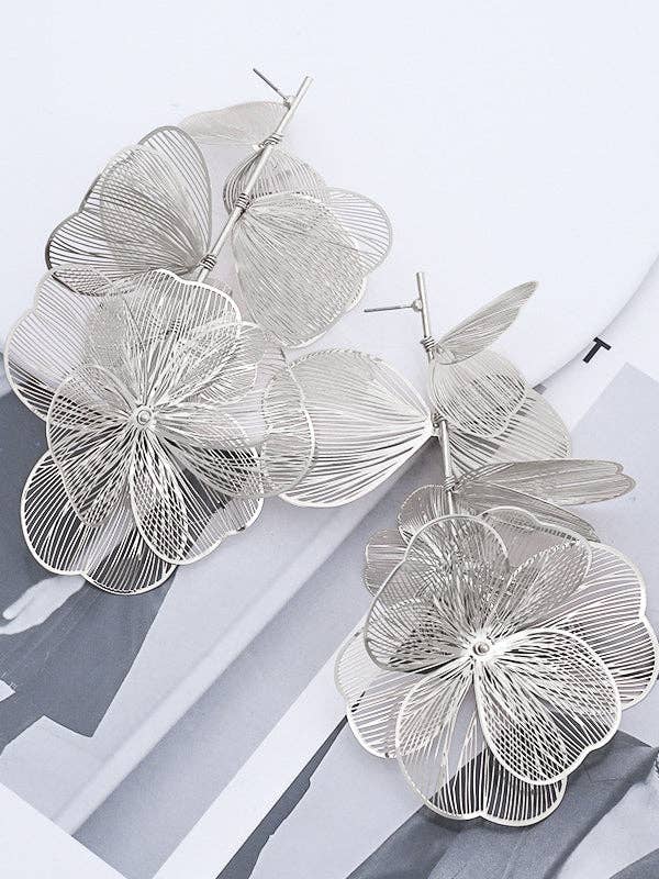 UZ Wholesale Store - Wholesale Dangle Earrings - Solid Color Three-Dimensional Flower Drop Earrings1