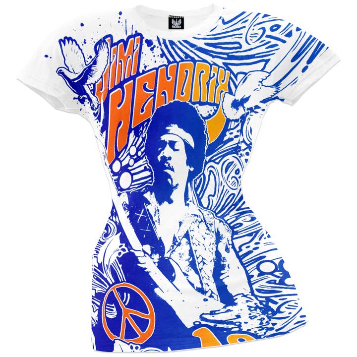 Jimi Hendrix - T-shirt pour femmes juniors Soul Angel All-Over pour la vente par Official Store