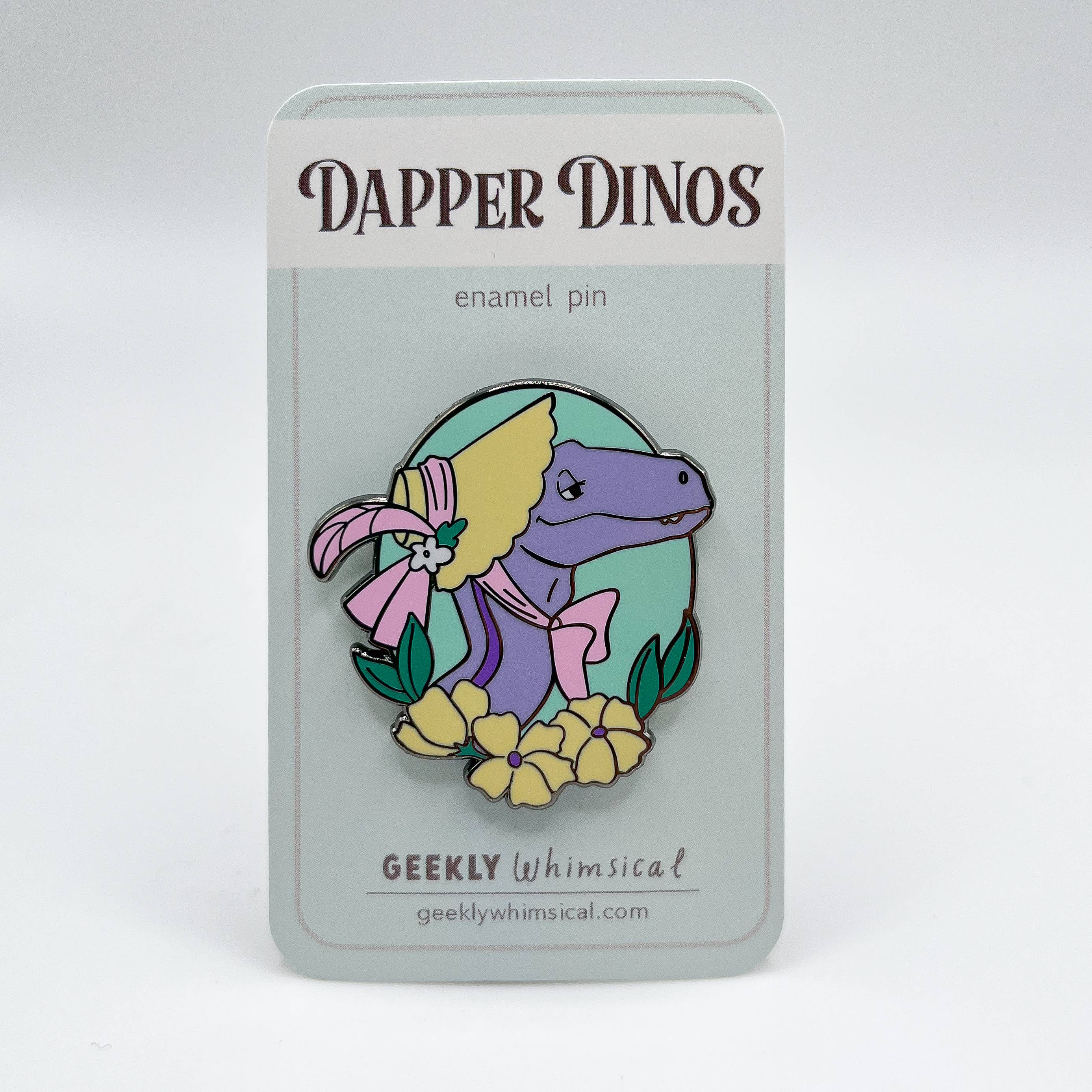 Geekly Whimsical - Wholesale Lapel Pin/Button - Dapper Dinos - Dorthea Raptor Enamel Pin1