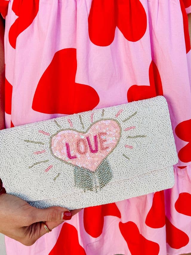 Love Beaded Fringe Crossbody WHITE for wholesale by Caroline Hill