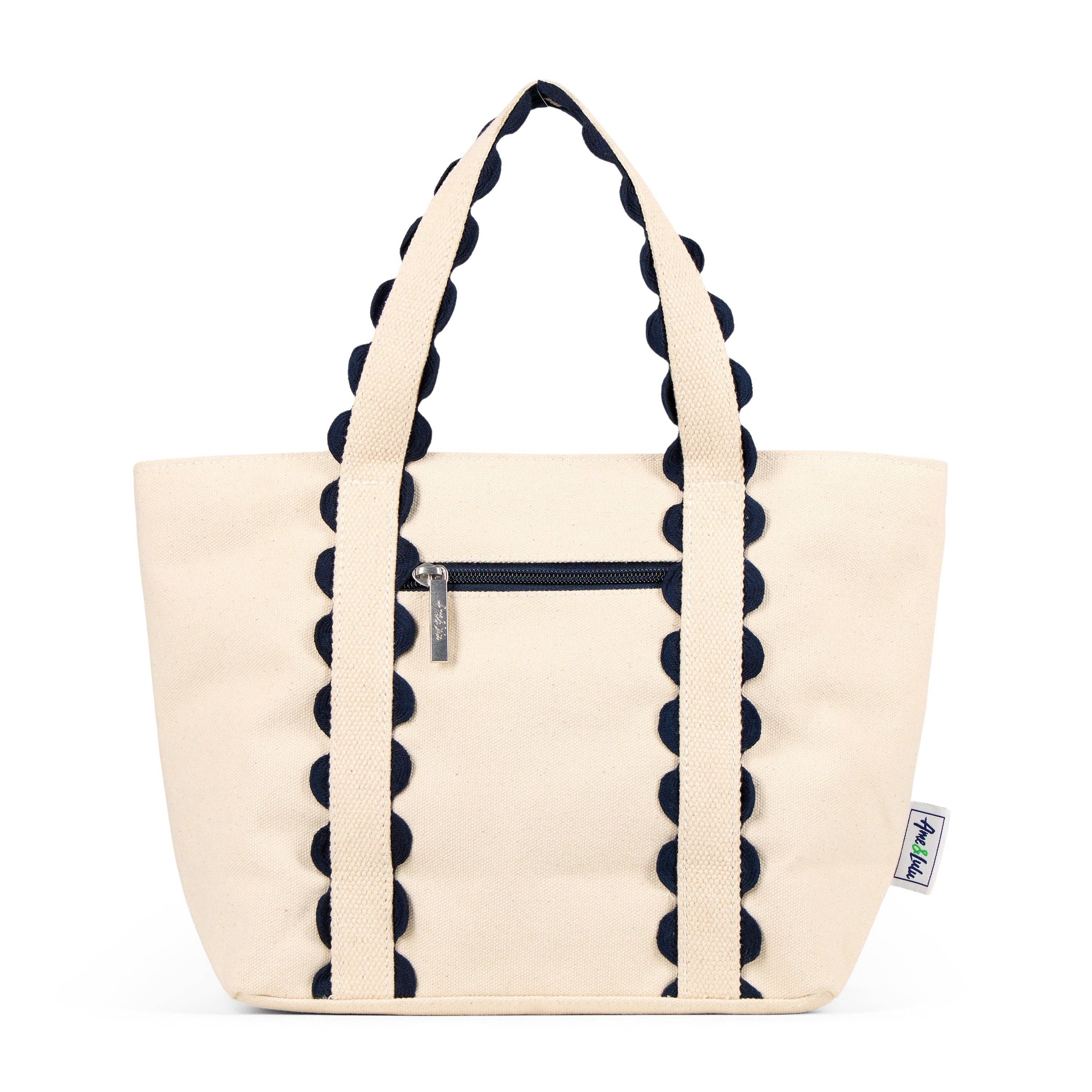 Navy Natural Mini Nantucket Tote for wholesale on Faire2