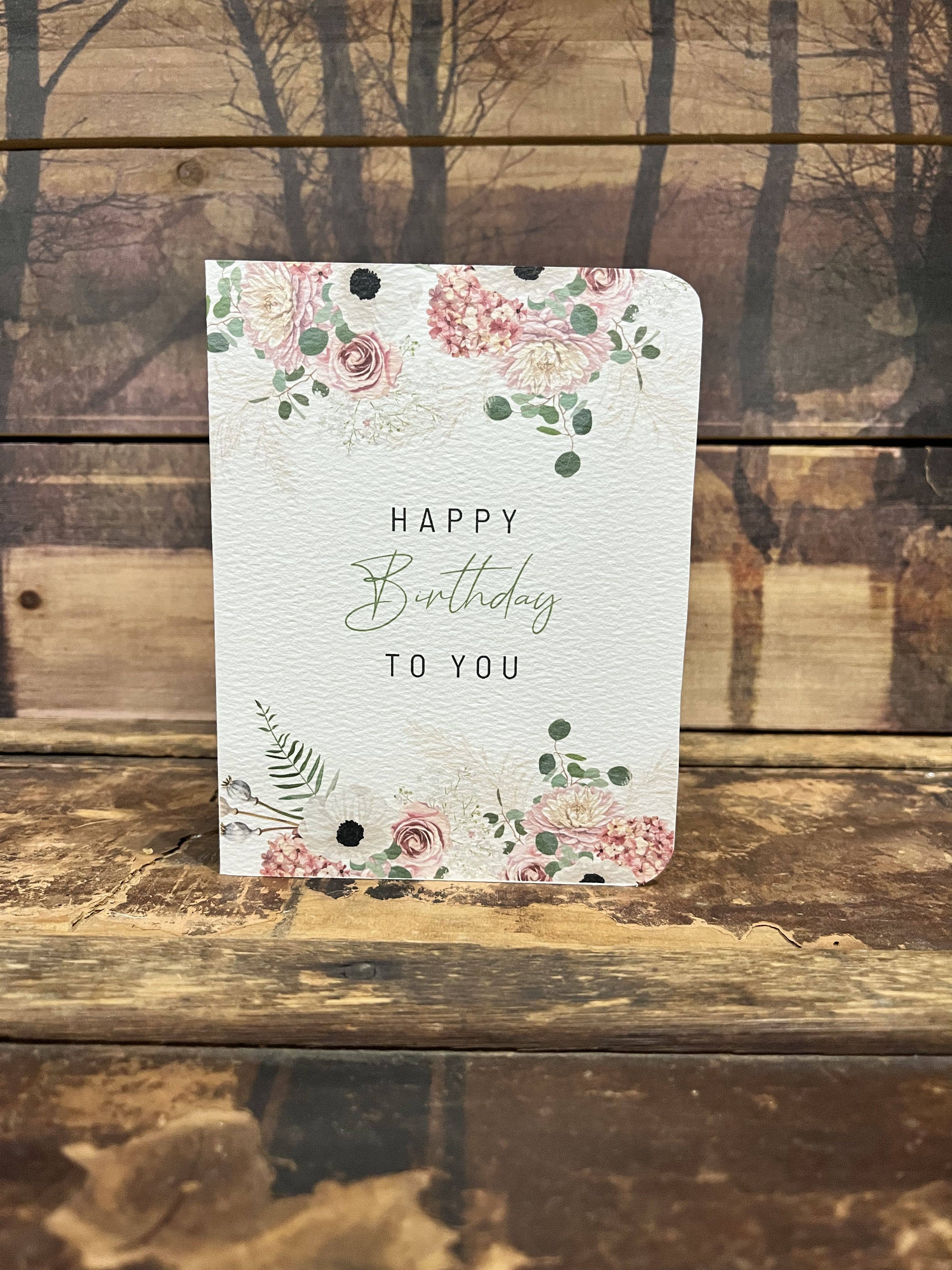 Paper Kuts - Wholesale Birthday Card - Pink Floral Happy Birthday Card, Includes Kraft Envelope0