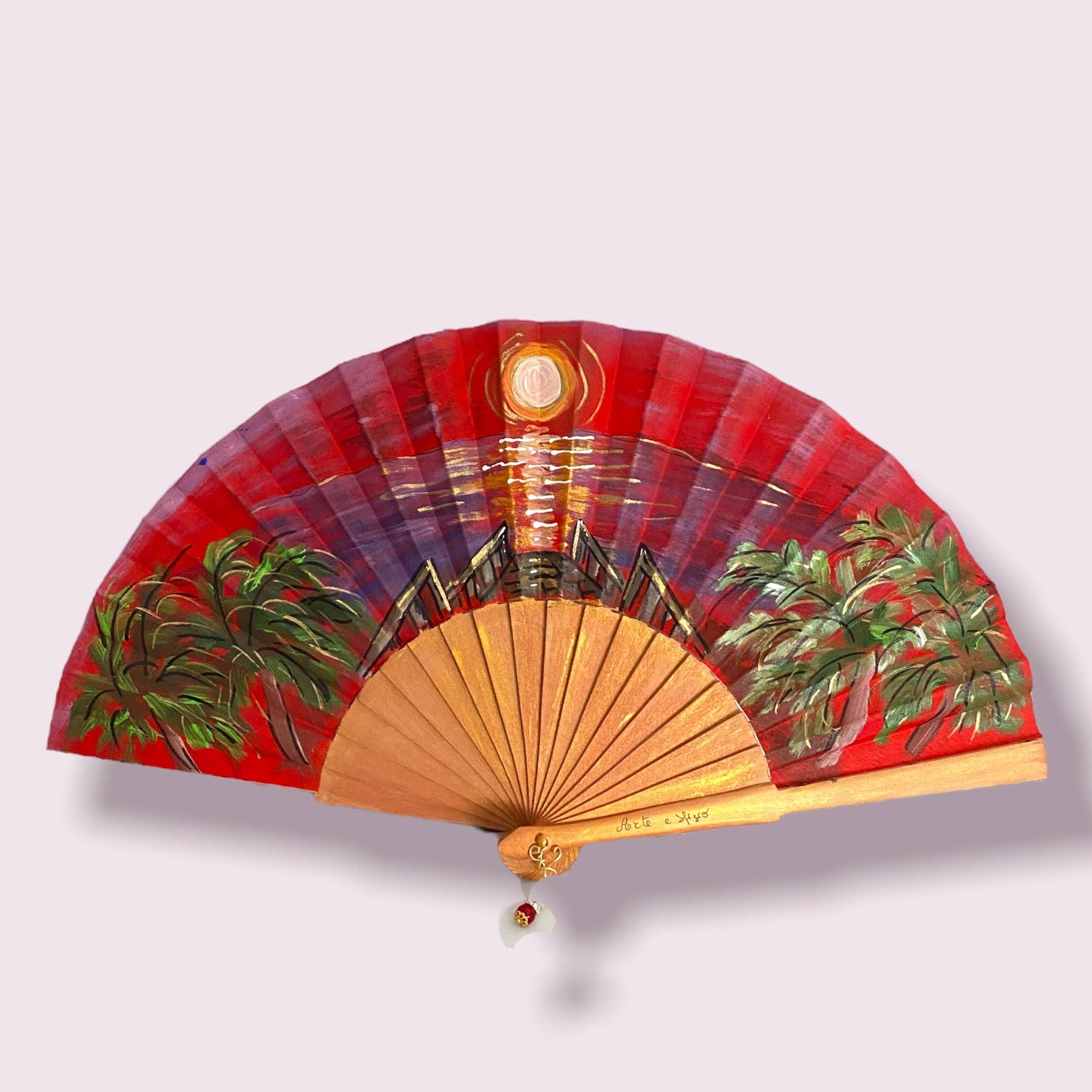 Arte e sfizio - Vendita all'ingrosso Ventaglio pieghevole portatile - ventagli con decori marini dipinti a mano9