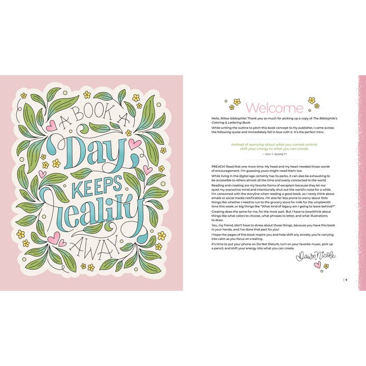 Better Day Books - Wholesale Coloring & Activity Book - Adult - The Bibliophile's Coloring and Lettering Book2