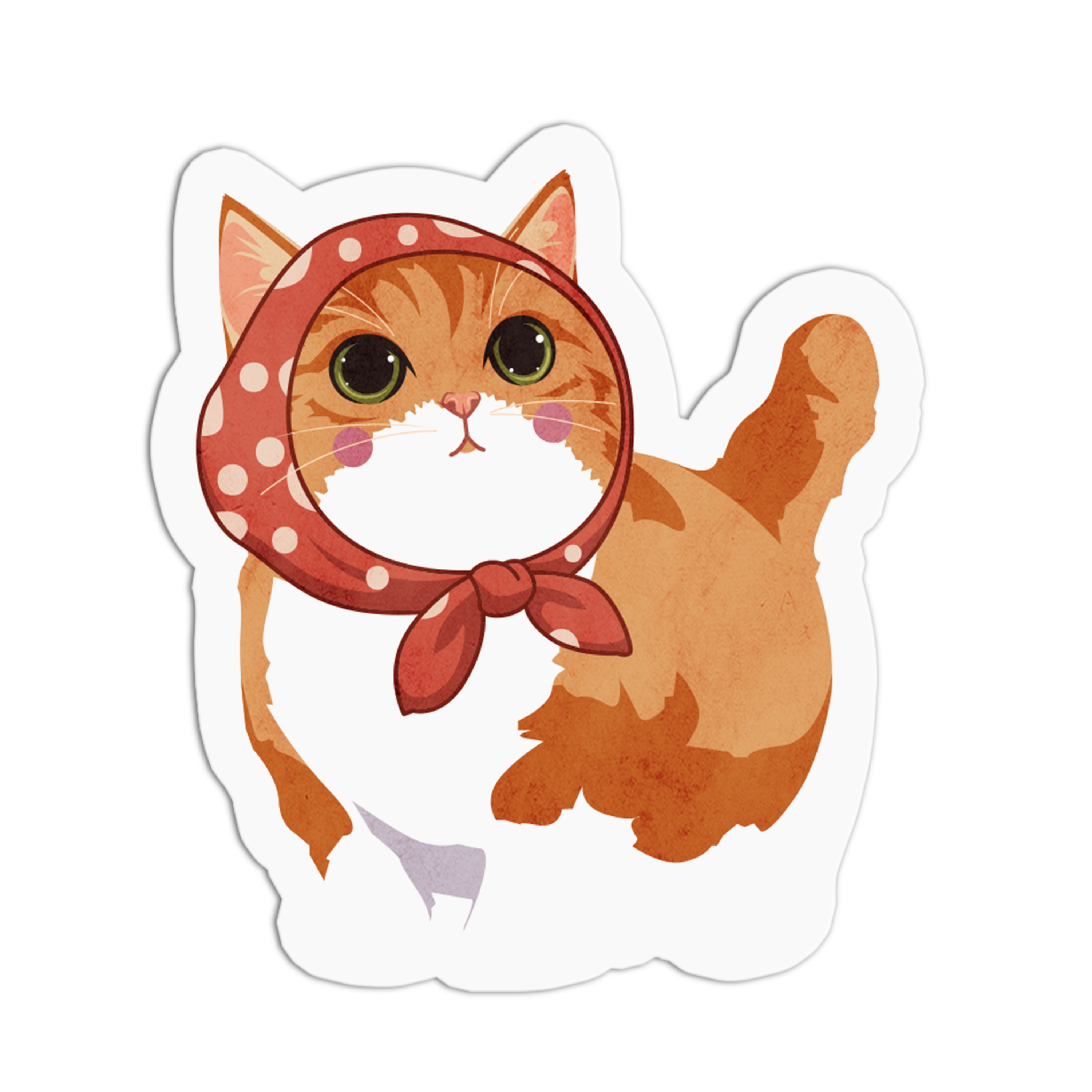 Girls Printing House - Wholesale Sticker - Polka-dot Headscarf Cat Stickers 0