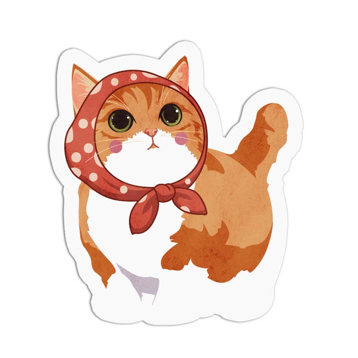 Girls Printing House - Wholesale Sticker - Polka-dot Headscarf Cat Stickers