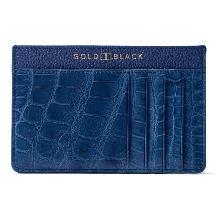 Royal blue crocodile leather card holder limited edition for wholesale by GOLDBLACK