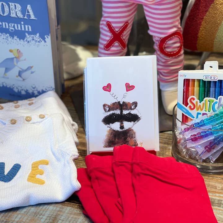 claire jordan designs – wholesale Valentine's Day card – Raccoon Heart Headband | Valentines Day Card | Blank1