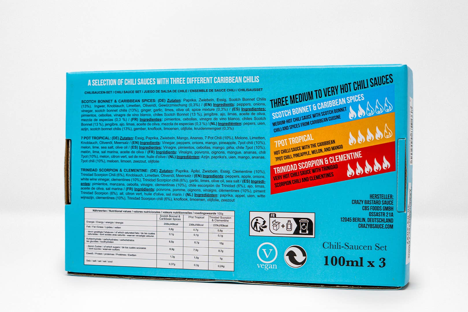 CBS Foods GmbH (Crazy Bastard Sauce) - Wholesale Hot Sauce - Crazy Bastard Hot Sauce -(3x 100ml) 3er Set (Caribbean Box)2