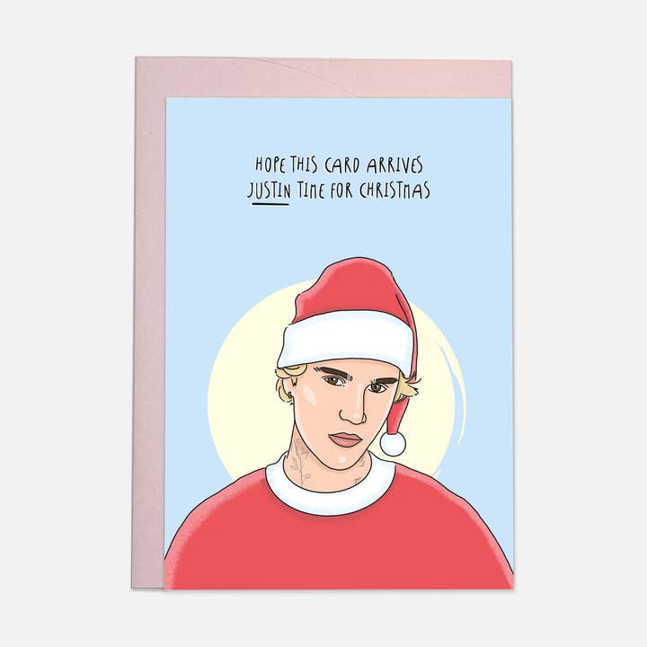 Justin time Christmas greeting card for wholesale by Kaart Blanche