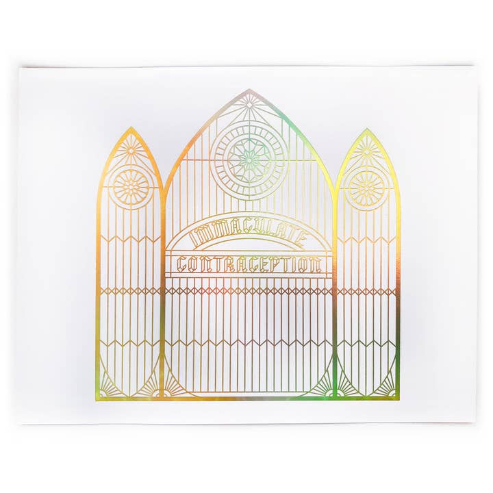 HOLOFOIL BLANC « CONTRACEPTION IMMACULÉE » pour la vente par Vichcraft