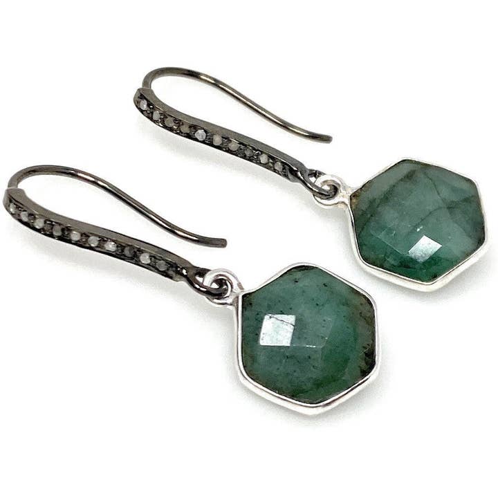 Akstar Gems – wholesale Hängande örhängen – Äkta smaragdörhängen, Pave Diamond Örhängen, Sterling Silver Ädelsten örhängen, gåvor till henne