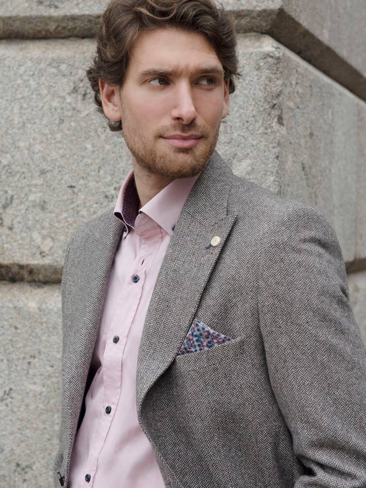 Jacke aus Wollmischung mit Fischgrätmuster für den Großhandel von GUIDE LONDON