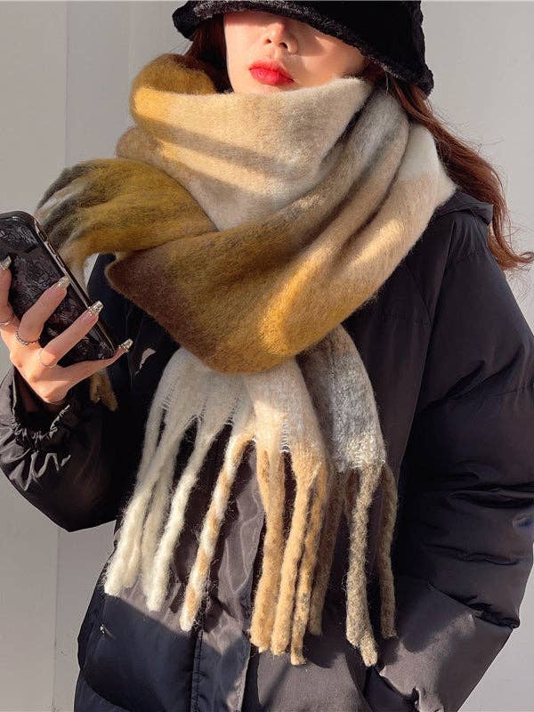 StyleGalX - Wholesale Scarf - Women's - Fashion Keep Warm Tasseled Checkered Shawl&Scarf4