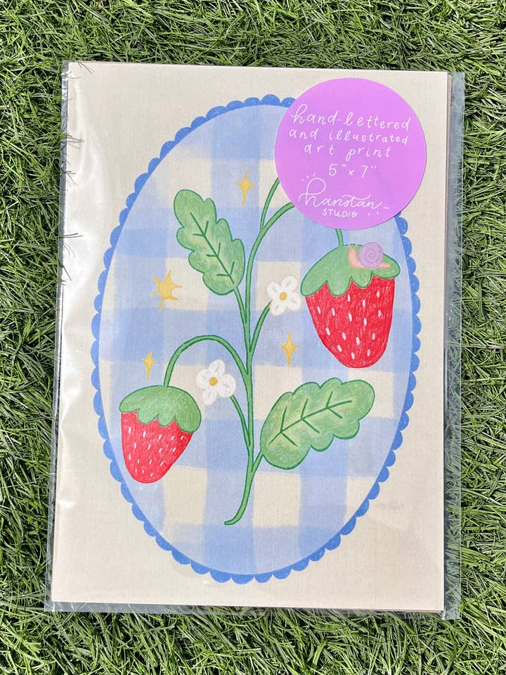 Impresión de arte de picnic de fresas pequeña (5"x7") para venta al por mayor de Hanstan Studio