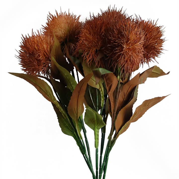 Leaf Design UK LTD - Venta al por mayor Flores artificiales - Paquete de 6x 70cm Tallo Artificial de Cardo Globo Amarillo.
